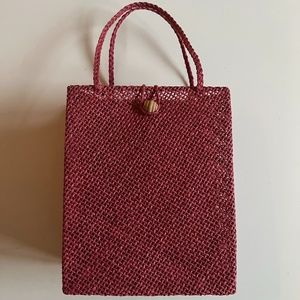 woven pink bag